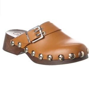 Ganni leather retro clogs